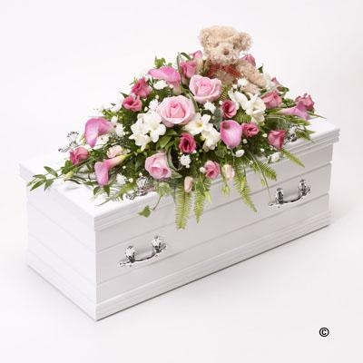 Children's Casket Spray with Teddy Bear   Pink